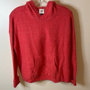 CAbi Pink Knit Hooded Sweater with Front Pocket Details. Style 4473